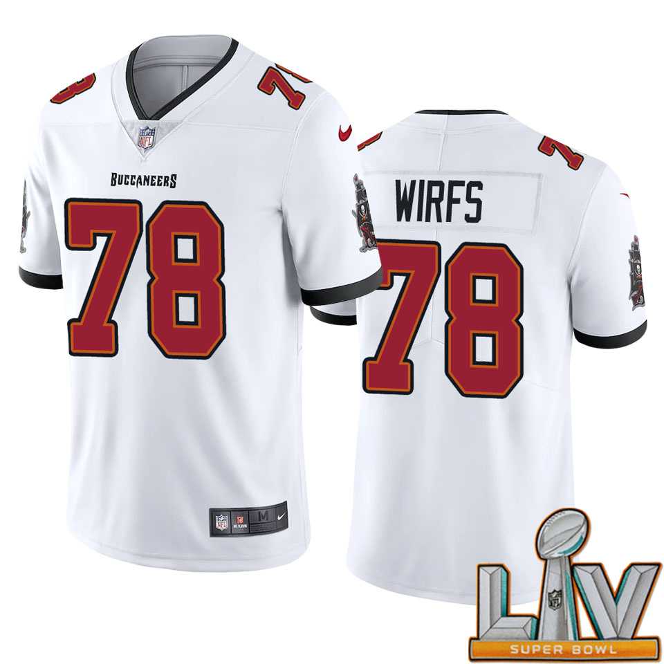Super Bowl LV 2021 Men Nike Tampa Bay Buccaneers 78 Tristan Wirfs White 2020 NFL Draft Vapor Limited Jersey